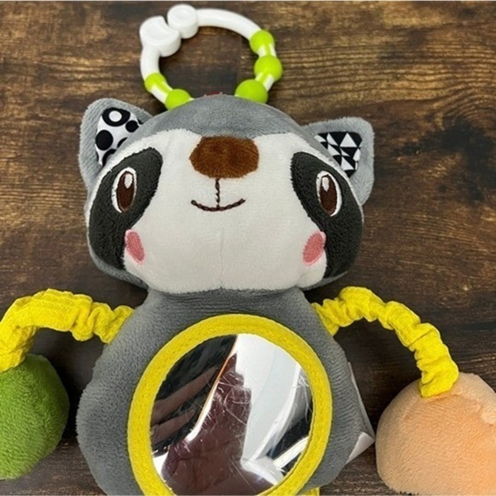 Spark Create Imagine Raccoon Plush Baby Activity Toy Sensory Mirror Stroller Toy